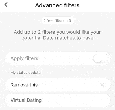 Bumble geavanceerde filters